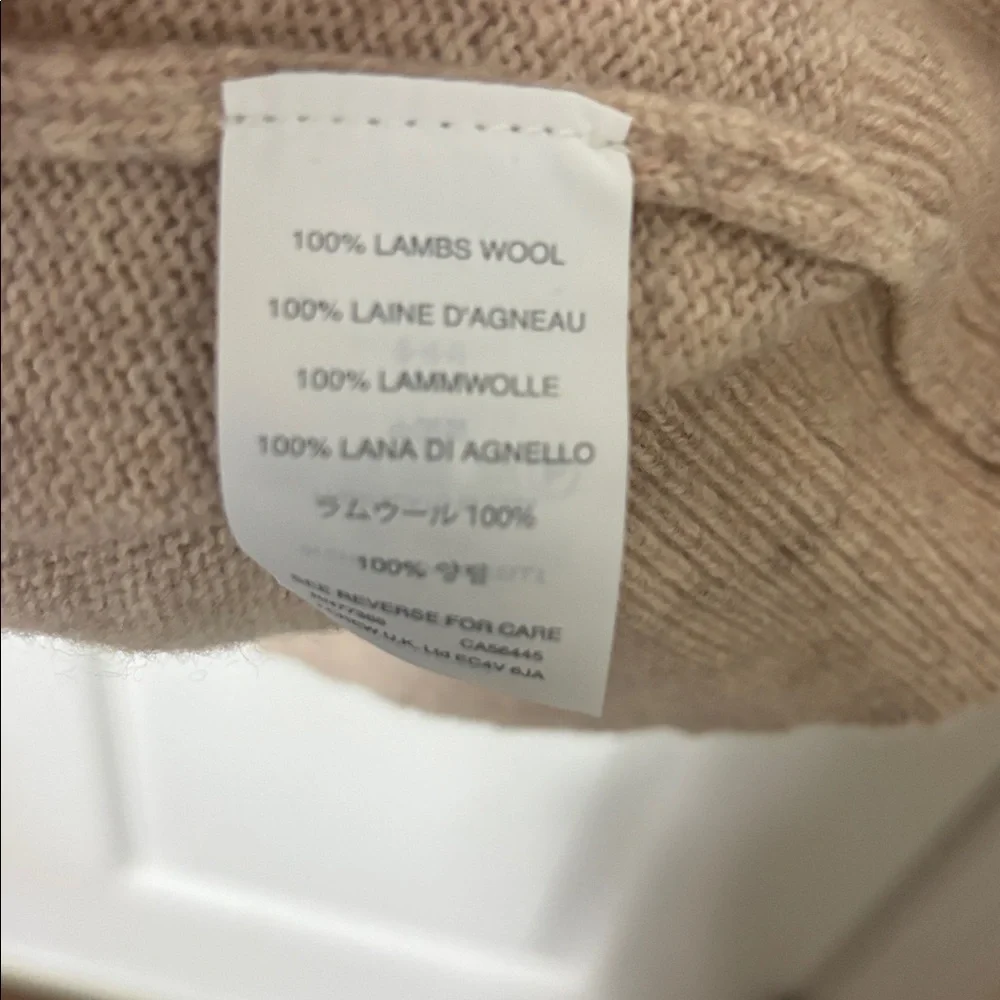 J. Crew Tan 100% Lambs Wool Shawl Collar Turtleneck Sweater Size Large